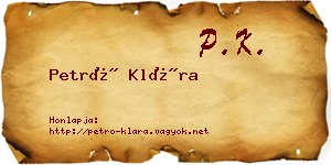 Petró Klára névjegykártya