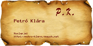 Petró Klára névjegykártya